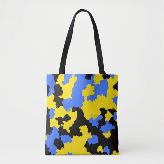 Yellow Blue Black Abstract Design Tasche (Vorderseite)