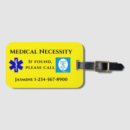 Yellow Blue Black Text CPAP Gepäckanhänger (Vorderseite (Horizontal))