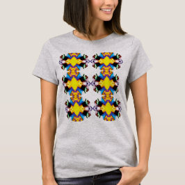 Yellow Blue Black Vertical Mandala Rows Pop Art T-Shirt