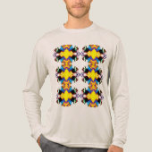Yellow Blue Black Vertical Mandala Rows Pop Art Tri-Blend Shirt (Vorderseite)