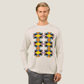 Yellow Blue Black Vertical Mandala Rows Pop Art Tri-Blend Shirt (Volle Vorderseite)