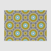 Yellow Blue Black & White Mosaic Geometric Pattern Seidenpapier (Vorderseite)