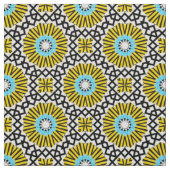Yellow Blue Black & White Mosaic Geometric Pattern Stoff (Muster)