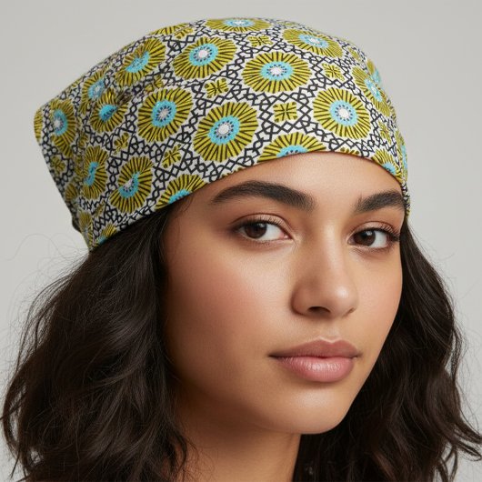 Yellow Blue Black & White Mosaic Geometric Pattern Stoff