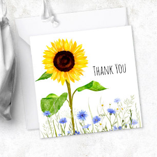 Yellow & Blue Blumen Meadow Personalisiert Danke Mitteilungskarte