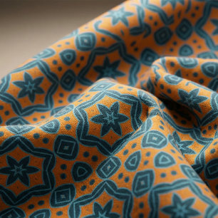 Yellow & Blue Boho Stilvolles geometrisches Muster Stoff