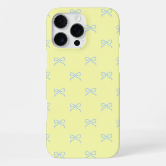 Yellow Blue Bow Pattern Coquette Girly Spring iPhone Hülle (Rückseite)