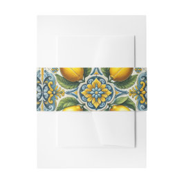 Yellow Blue Capri Lemon Mediterrane Hochzeit Einladungsbanderole