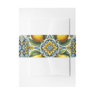 Yellow Blue Capri Lemon Mediterrane Hochzeit Einladungsbanderole