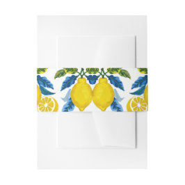 Yellow Blue Capri Lemon Mediterrane Hochzeit Einladungsbanderole
