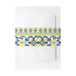 Yellow Blue Capri Lemon Mediterrane Hochzeit Einladungsbanderole