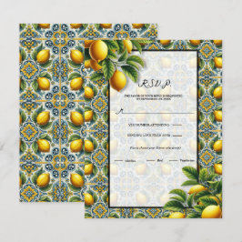 Yellow Blue Capri Lemon Mediterrane Tile UAWG Einladung