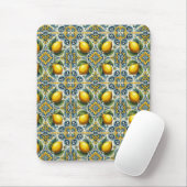 Yellow Blue Capri Lemon Mittelmeer Fliesenmuster Mousepad (Mit Mouse)
