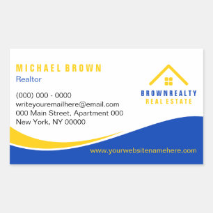 Yellow Blue Classeldach und Window Rent Zuhause Rechteckiger Aufkleber