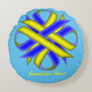 Yellow Blue Clover Ribbon von Kenneth Yoncich Rundes Kissen