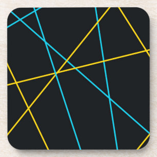 Yellow, Blue, cool, trendy, urban, modern lines Getränkeuntersetzer