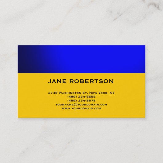 Yellow Blue Einfache Schlichte Visitenkarte (Vorderseite)