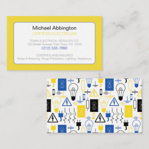 Yellow Blue Electrician Electrician Business Card Visitenkarte