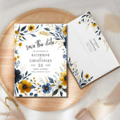 Yellow Blue Elegante Wildblume Wedding Save The Date