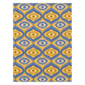 Yellow Blue Eye Art Deco Geometrisches Muster Tischdecke (Vorderseite)
