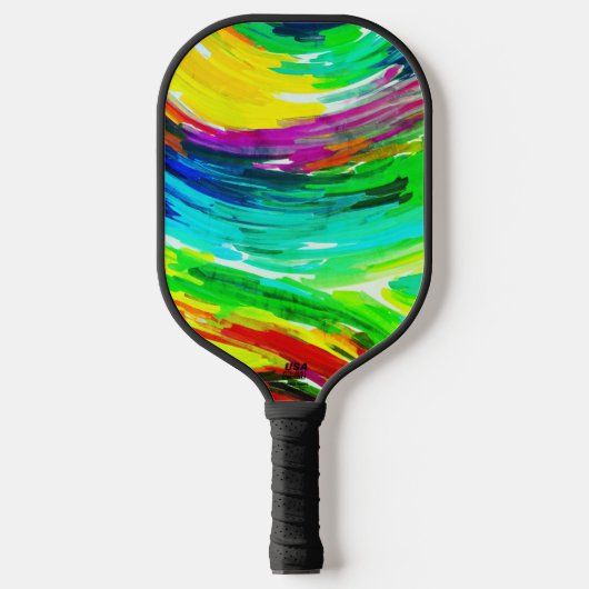 Yellow Blue Fingerpainting Pickleball Schläger (Vorderseite)