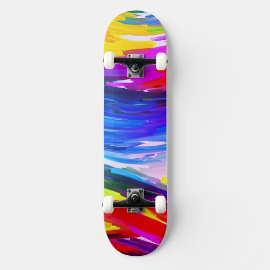 Yellow Blue Fingerpainting Skateboard (Vorderseite)