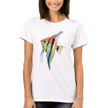 Yellow Blue Fish Lady T - Shirt