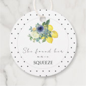 Yellow blue floral lemon Brautparty danke Geschenkanhänger (Rückseite)