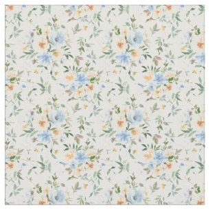 Yellow Blue Floral Muster Baumwollstoff Stoff