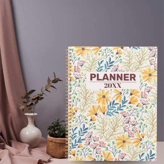 Yellow Blue Floral Planner & Journal Notebook Planer