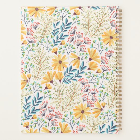 Yellow Blue Floral Planner & Journal Notebook Planer (Rückseite)