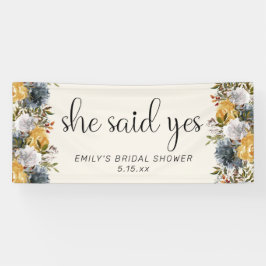 Yellow Blue Floral Sie sagte Yes Brautparty Banner