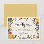 Yellow Blue Floral Wedding Kindly Antwort (Vorne/Hinten)