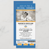 Yellow Blue Football Ticket Brautparty Einladung (Vorne/Hinten)