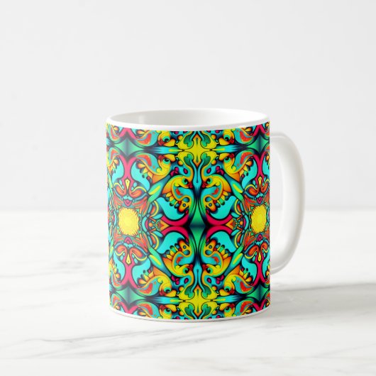 Yellow Blue Gemustert Coffee Tasse (VorderseiteRechts)