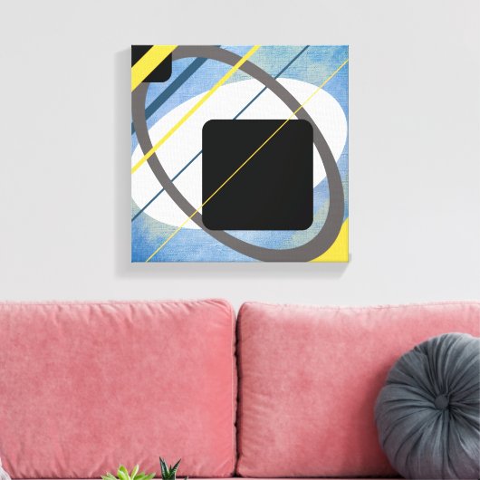 Yellow & Blue Geometric Design Wrapped Canvas Leinwanddruck (Insitu (Wohnzimmer))