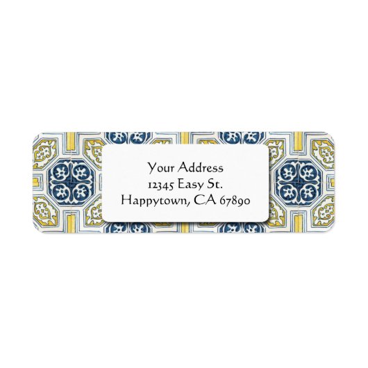 Yellow Blue Geometric Tile Custom Address Labels (Vorne)
