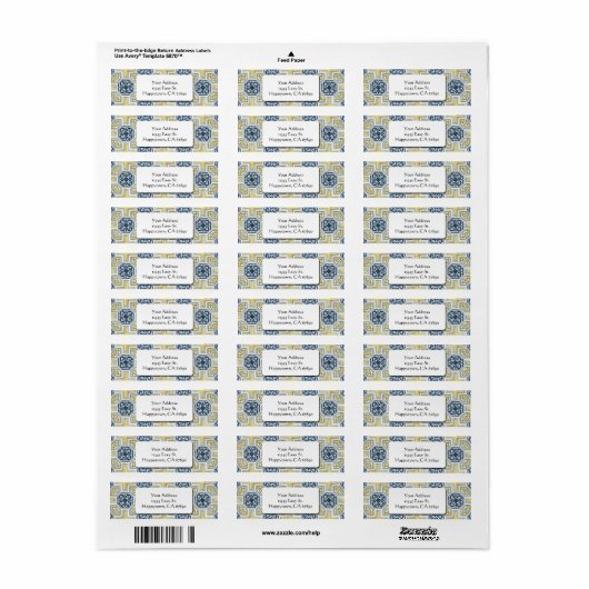 Yellow Blue Geometric Tile Custom Address Labels (Vorne)