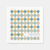 Yellow Blue Golden Wedding Serviette (Vorderseite)