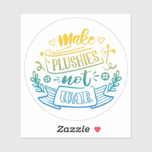 Yellow Blue Gradient Peace Zitat von Plush Makers Aufkleber (Blatt)