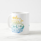 Yellow Blue Gradient Peace Zitat von Plush Makers Kaffeetasse (Vorderseite Links)