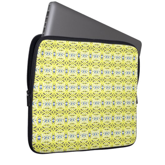 Yellow Blue Gray White Geometric Deko Pattern Laptopschutzhülle (Vorne Rechts)