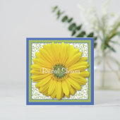 Yellow Blue Green Daisy Bridal Dusche Einladung (Stehend Vorderseite)