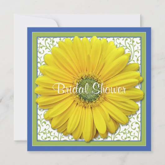 Yellow Blue Green Daisy Bridal Dusche Einladung (Vorderseite)
