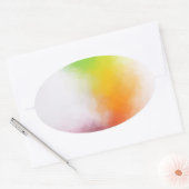 Yellow Blue Green Pink Red Trendy Modern Abstrakt Ovaler Aufkleber (Umschlag)