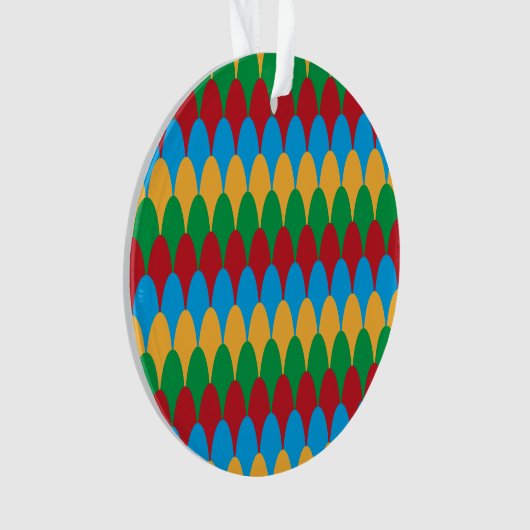 Yellow Blue Green & Red Geometric Scallops Ornament (Vorderseite)