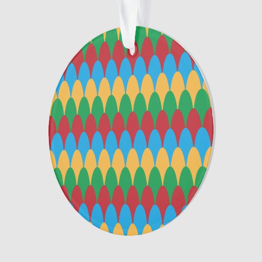 Yellow Blue Green & Red Geometric Scallops Ornament (Vorderseite)