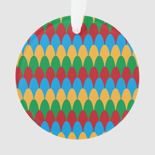 Yellow Blue Green & Red Geometric Scallops Ornament (Vorderseite)