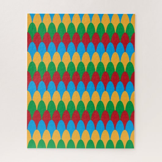 Yellow Blue Green & Red Geometric Scallops Puzzle (Vertikal)