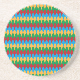 Yellow Blue Green & Red Geometric Scallops Sandstein Untersetzer